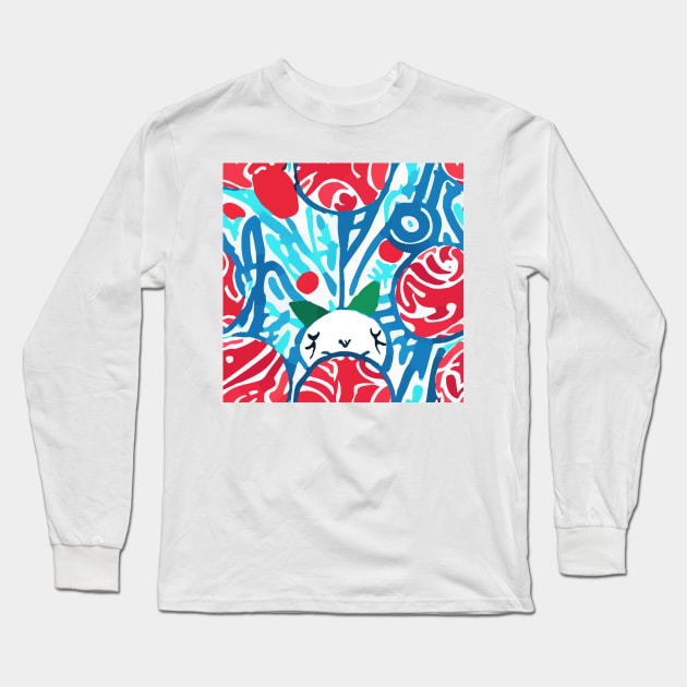 Retro abstract pattern with hidden cat Long Sleeve T-Shirt by SophieClimaArt